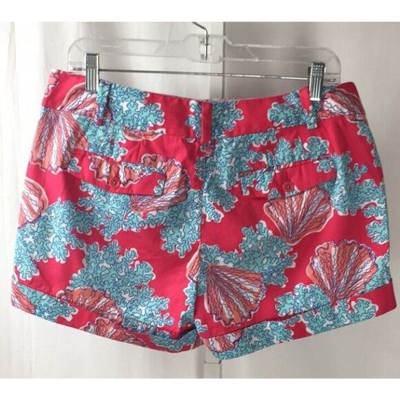 Lilly Pulitzer 100% Cotton Fuchsia Callahan Shorts Coral Sea Shell Shorts sz. 8 - Picture 4 of 5